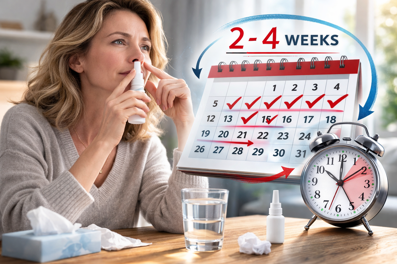 ระยะเวลาการใช้ยาคอร์ติโคสเตียรอยด์รูปแบบสเปรย์พ่นจมูกก่อนพิจารณาว่าไม่ได้ผล